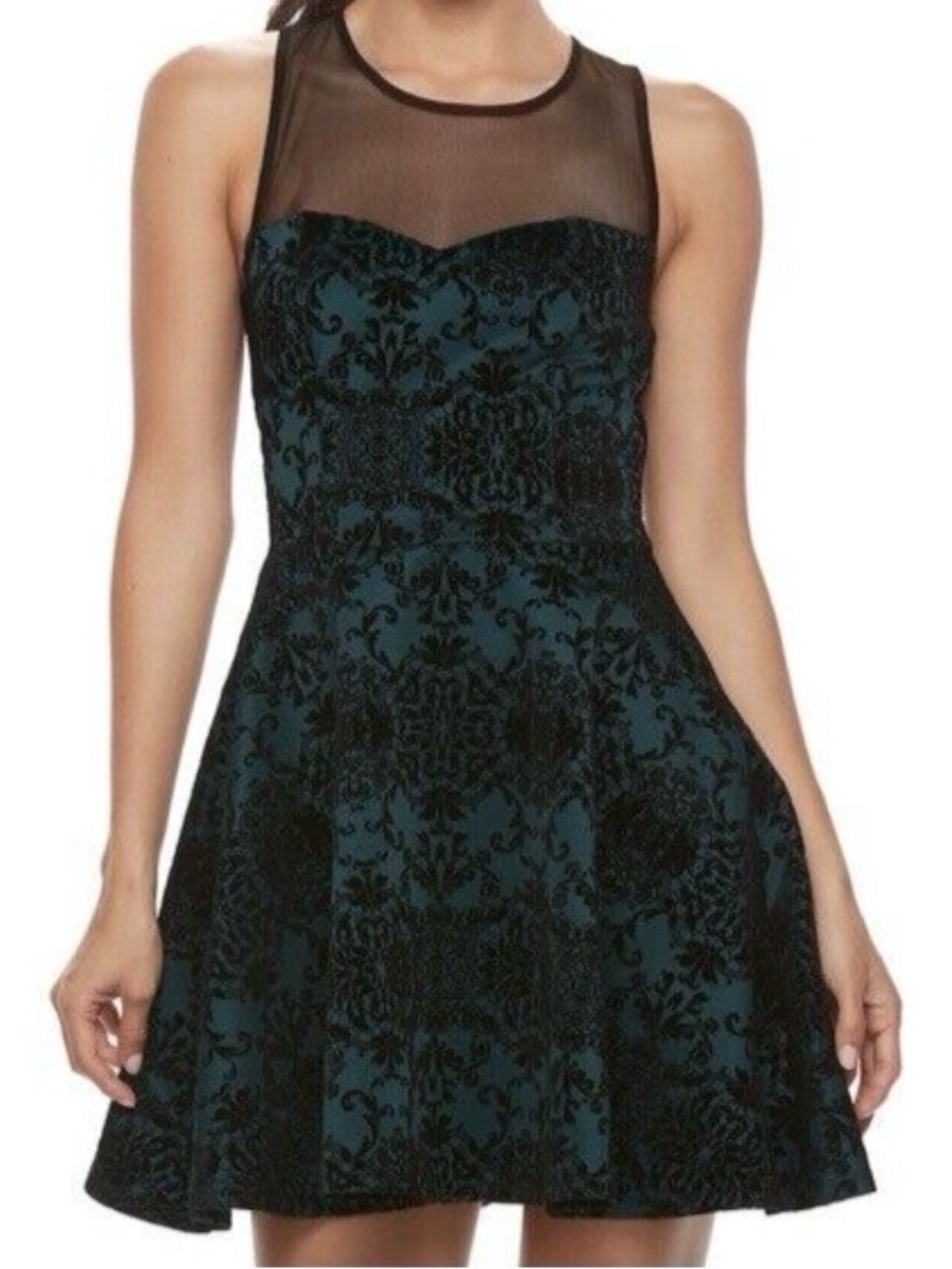 Trixxi velvet green and Black dress